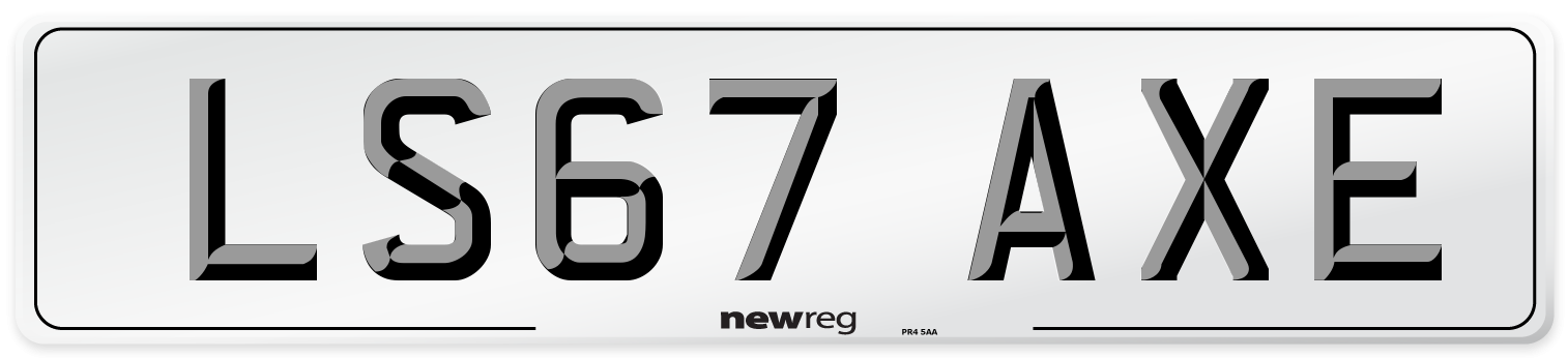 LS67 AXE Number Plate from New Reg